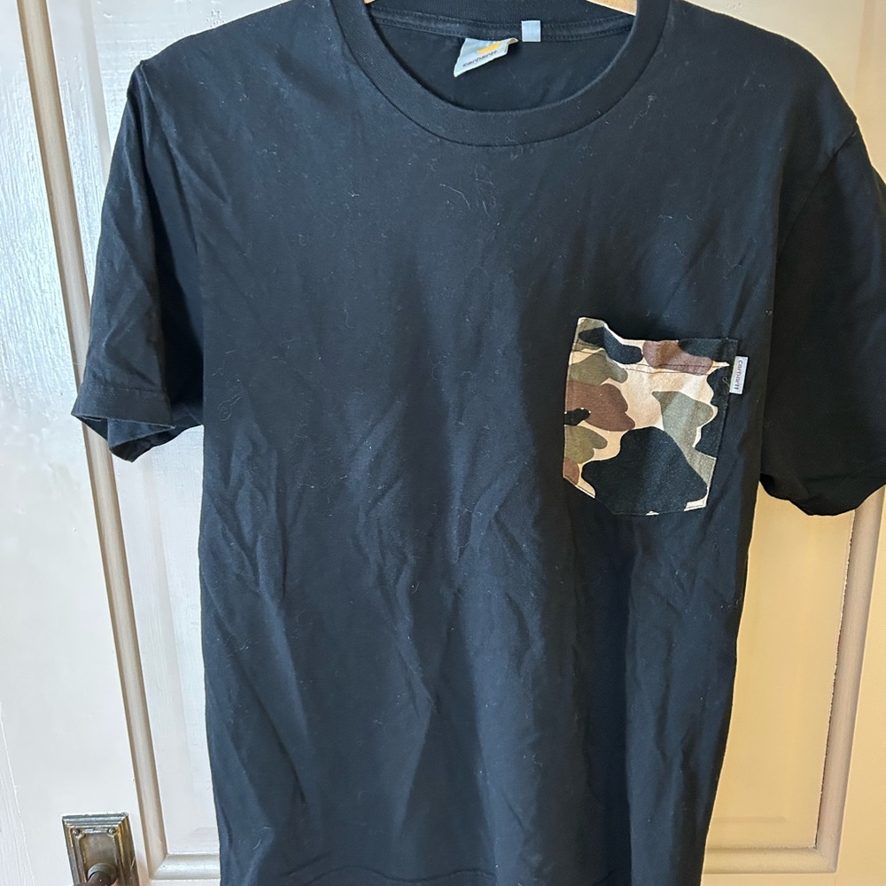 Carhartt Black T-Shirt with Camo Pocket